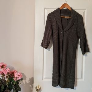 Long boho cable knit sweater duster